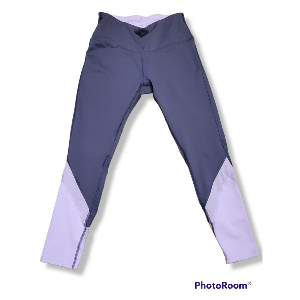 Apana Women's Color Block Gray/Purple Workout Leggings - S